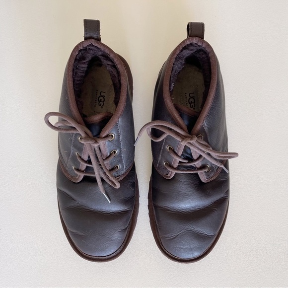 Ugg Boots Neumel Shearling Chukka Lace Leather Casual Comfort Winter Brown 10 - Picture 4 of 14